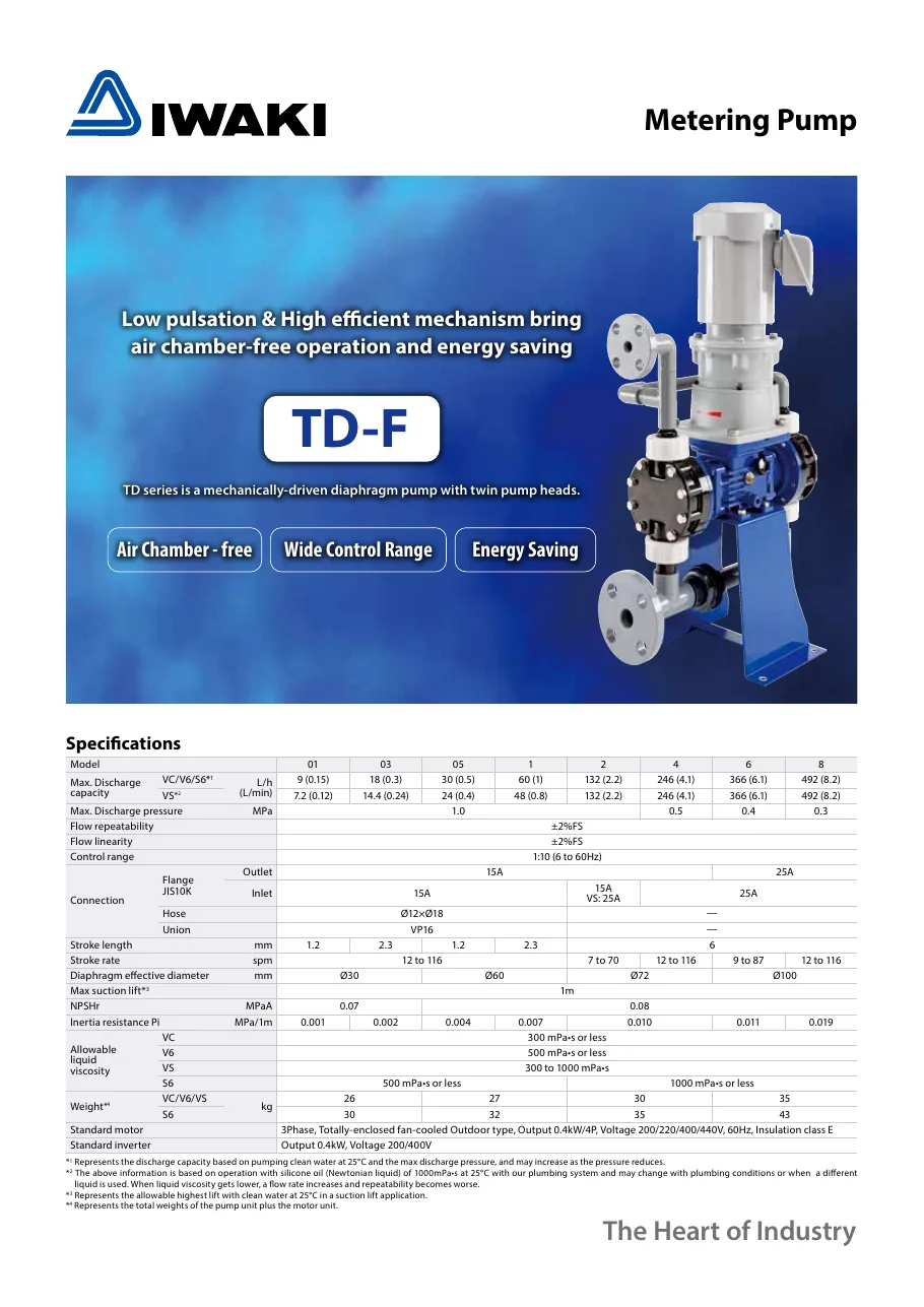 TD-F 시리즈 사양표 TD-F_Catalog.pdf p.1 (2020판)